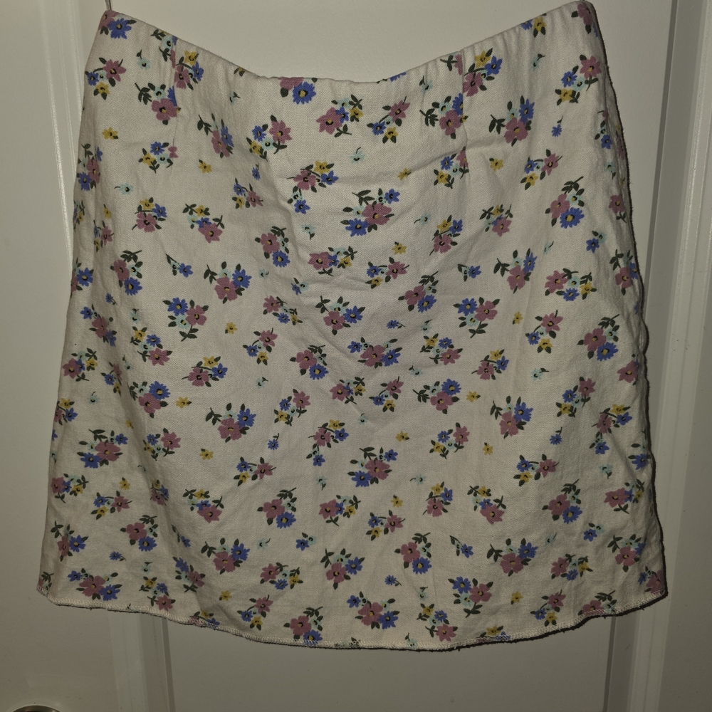 Zara Multicolor Floral A-Line Skirt